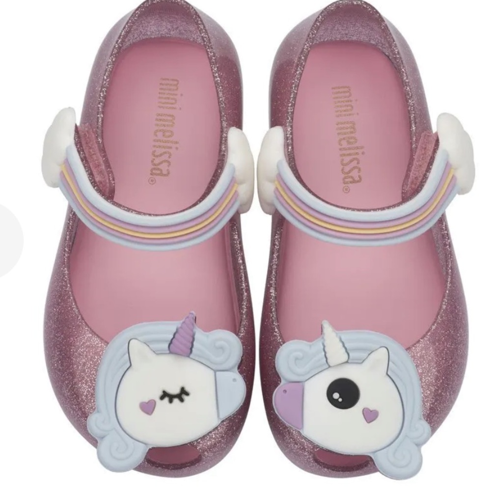 Mini Melissa Pink Sparkling Ultragirl Unicorn shoes
